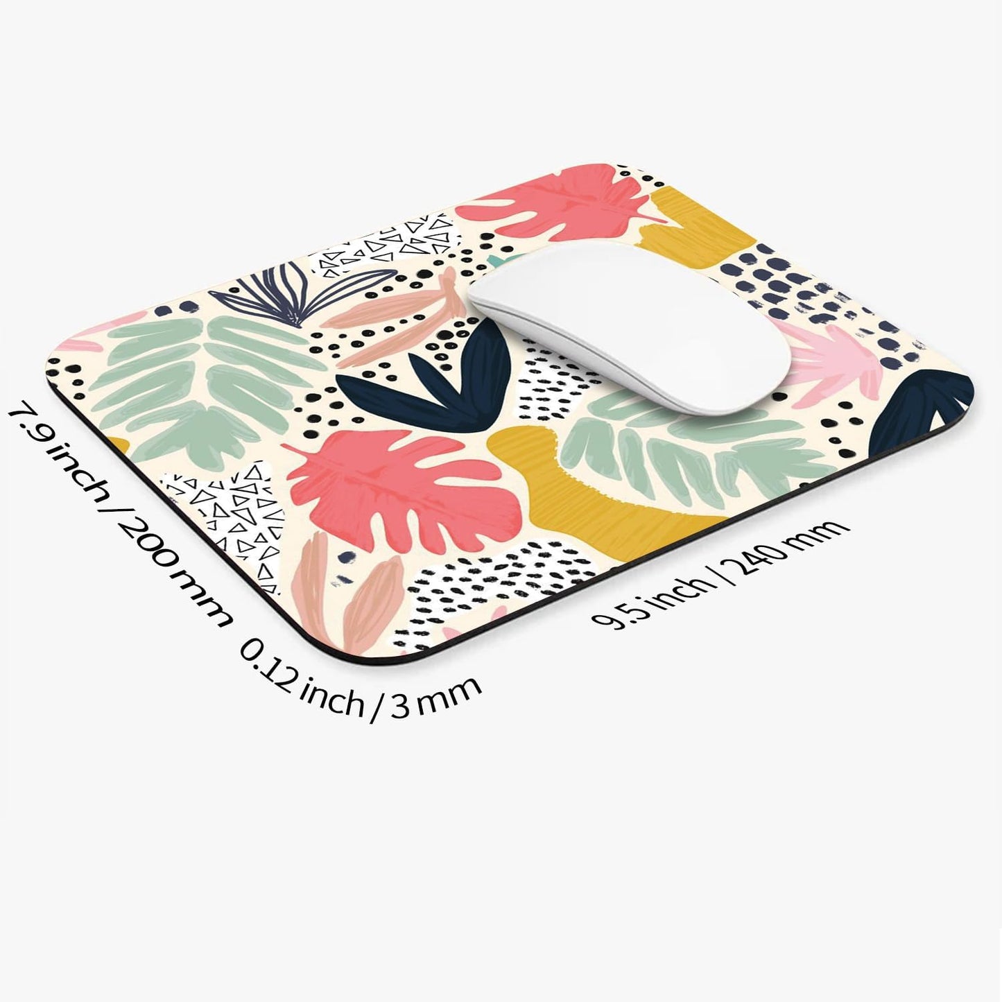 Square Mouse Pad Tropical Plants, Personalized Premium-Textured Custom Mouse Mat Design, Washable Mousepad Cloth, Non-Slip Rubber Base Computer Mouse Pads for Wireless Mouse