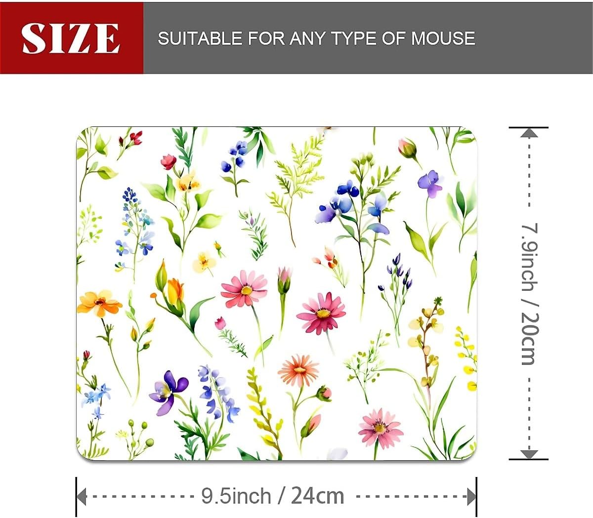 Square Mouse Pad Beautiful Flowers Plants 2, Personalized Premium-Textured Custom Mouse Mat Design, Washable Mousepad Cloth, Non-Slip Rubber Base Computer Mouse Pads for Wireless Mouse