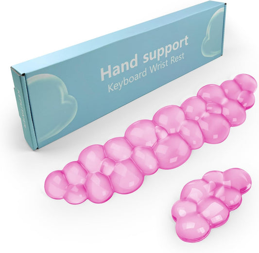 Gel Cloud Keyboard and Mouse Wrist Rest, Cute Wrist Support and Arm Support Keyboard Rest for Keyboard and Mouse Typing Pain Relief，Suitable for Office/Computer/Laptop/Gaming (Pink)