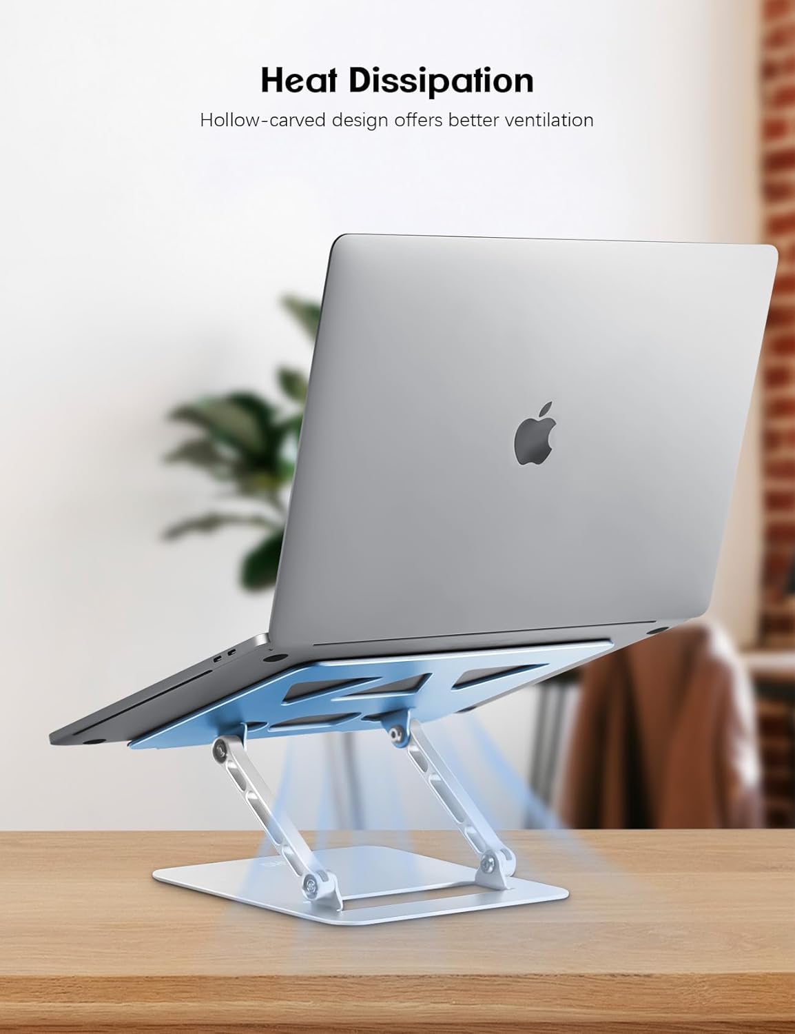 Adjustable Laptop Stand for Desk,Portable Laptop Stand Holder and Riser,Foldable Aluminum Notebook Computer Stands for MacBook Air Pro HP Lenovo Dell Samsung, 10-15.6 inch (Sky Blue-Silver)