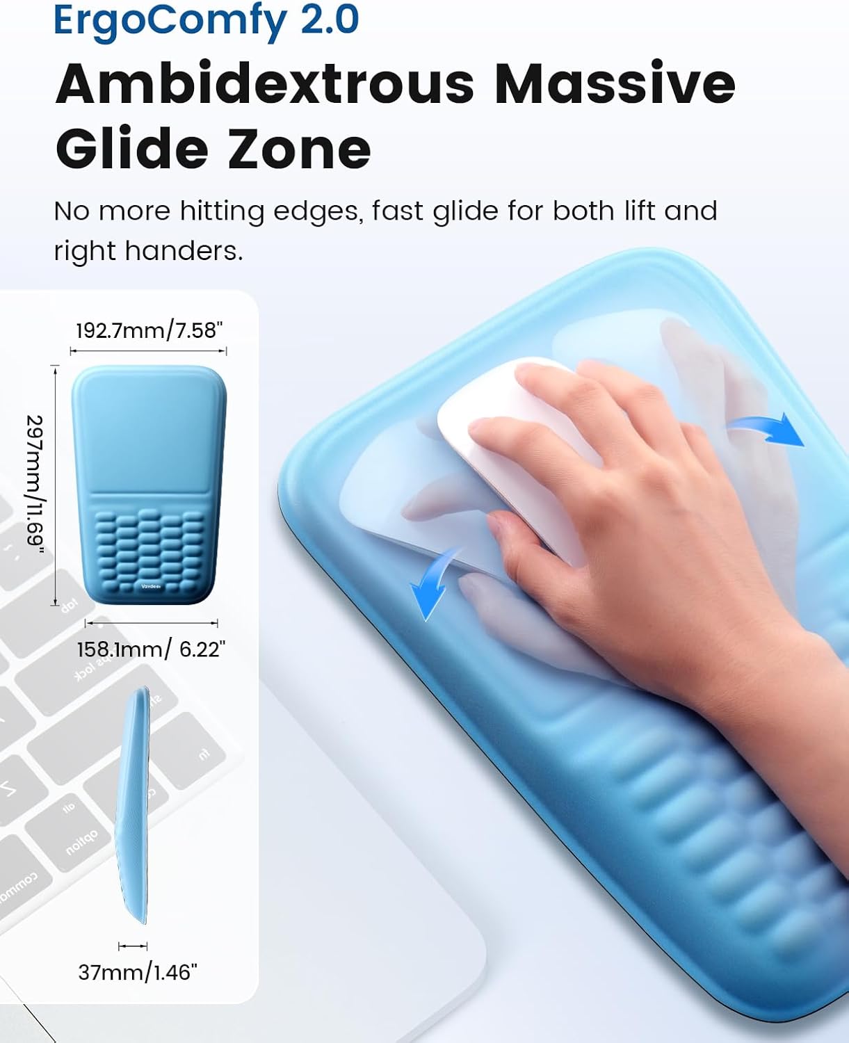 Vaydeer Ergonomic Mouse Pad with Wrist Rest – Memory Foam Mouse Pad with Wrist Support & Massage Bulge, Non-Slip PU Base, Relieves Carpal Tunnel Pain – Ideal Mouse Wrist Rest for Office & Home (Gray)