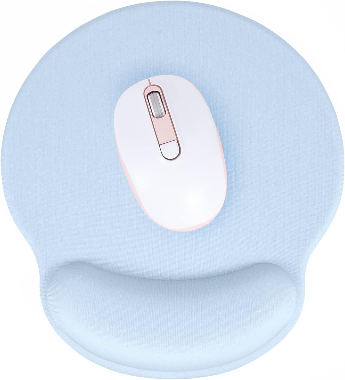 Hsurbtra Ergonomic Mouse Pad with Wrist Rest Support, Gel Mouse Pads with Non-Slip PU Base, Pain Relief Memory Foam Computer Mat, Cute Office Supplies Desk Decro Accessories, Sky Blue