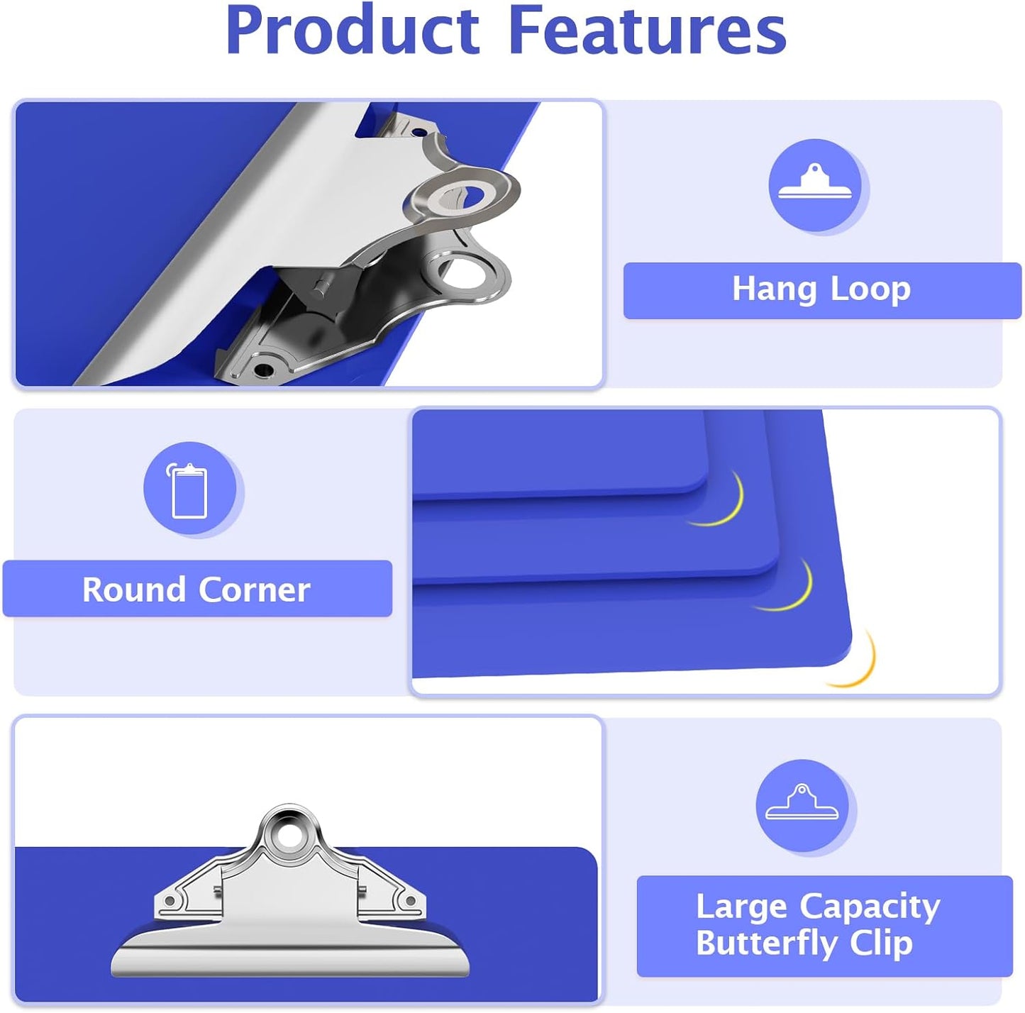 Legal Size Clipboard, Blues Plastic 8.5 x 14 Clip Board for Lawers, Heavy Duty Butterfly Clip, 9 x 15 in, Office & School Supply(Pack of 10)