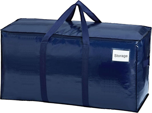 Extra Heavy Duty Large Moving Bags with Strong Zipper & Comfortable Handles, Sturdy & Durable Clothes Storage Bags Totes Bins, Dark Blue Packing Moving Boxes (1-pack)