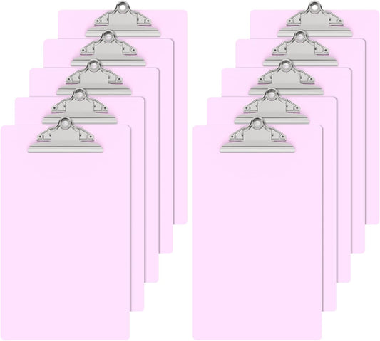 Legal Size Clipboard, Pink Plastic 8.5 x 14 Clip Board for Lawers, Heavy Duty Butterfly Clip, 9 x 15 in, Office & School Supply(Pack of 10)