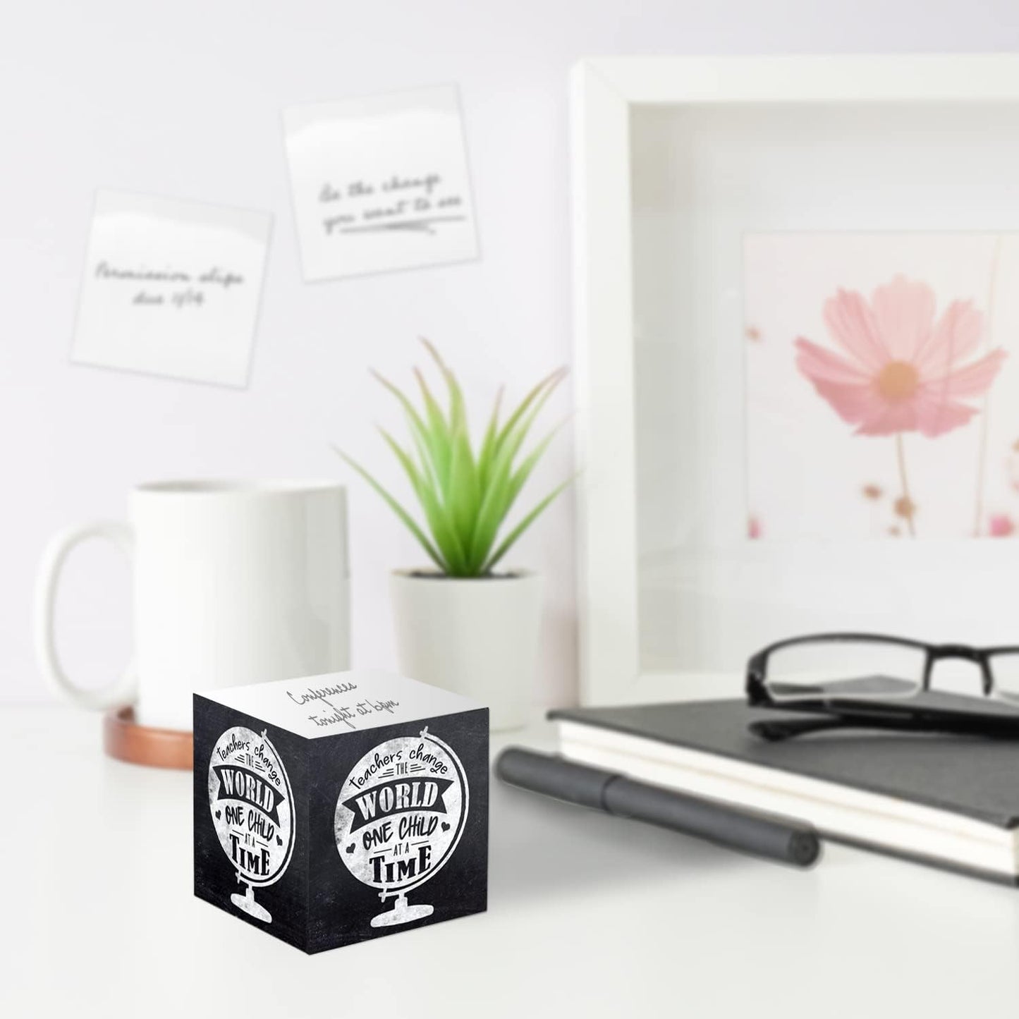 Inspirational Teacher Sticky Note Cube / 600 Sheets / 2.75" Memo Block Printed on 4 Sides/Educator Empowering Messages/Made in USA