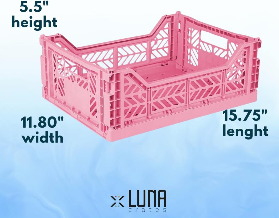 Collapsible Storage Box, Foldable Crate Organizer Bin with Handle, Stackable Crates for Home Organization (Blue-Purple-Pink, 14L - 3 Pack)