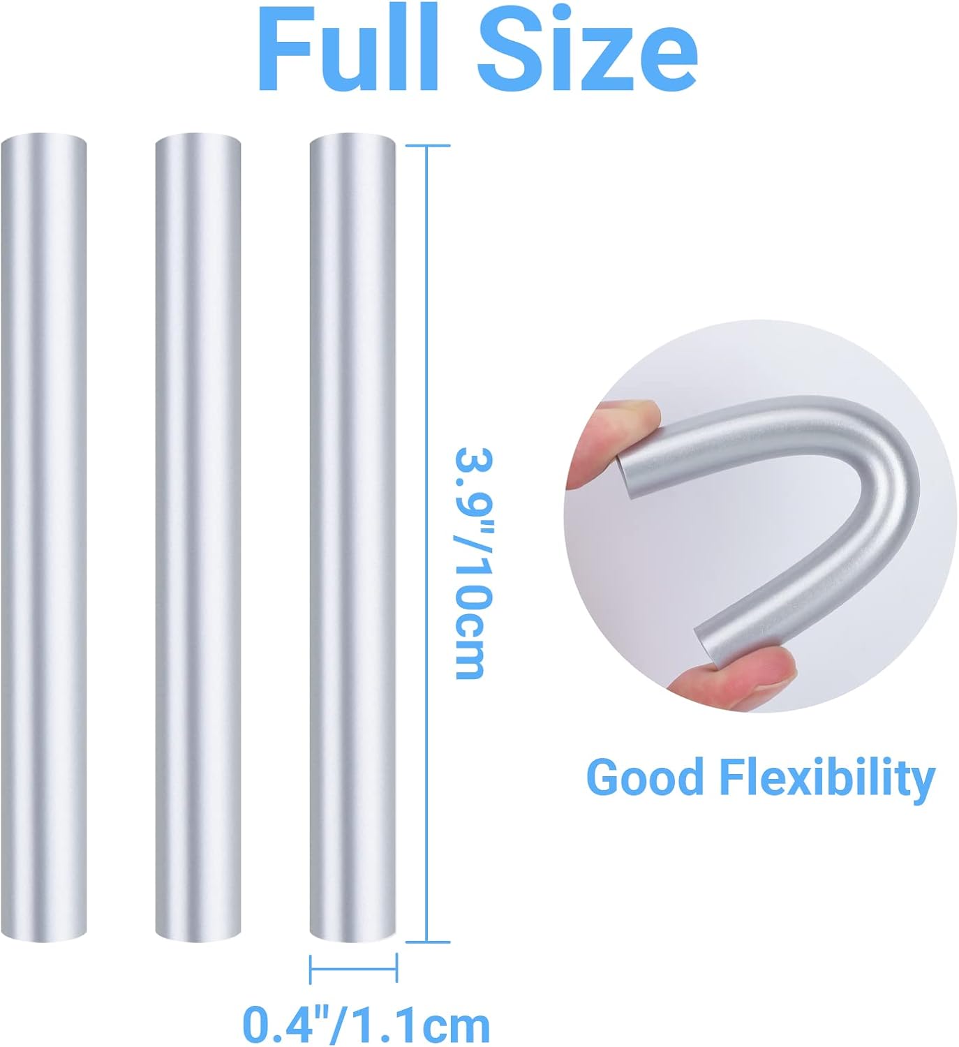 ENPOINT Metallic Silver Hot Glue Sticks, 36 Pcs Full Size Hot Melt Glue Sticks Colored, 4" Long x 0.43" Dia Adhesive EVA Glue Sticks Standard for DIY Art Craft Decoration Letter Stamp