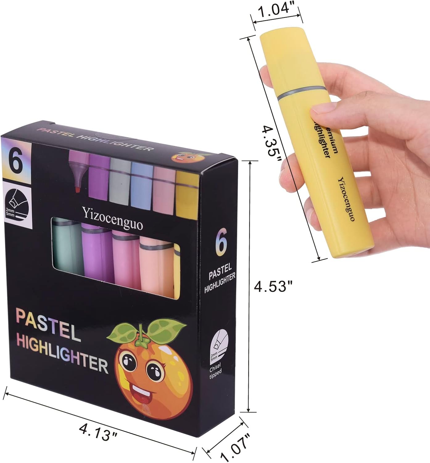 Highlighters Assorted Colors, 6 Pastel Highlighters Chisel Tip Marker Pen, for Adults Kids Students, Office School Supplies