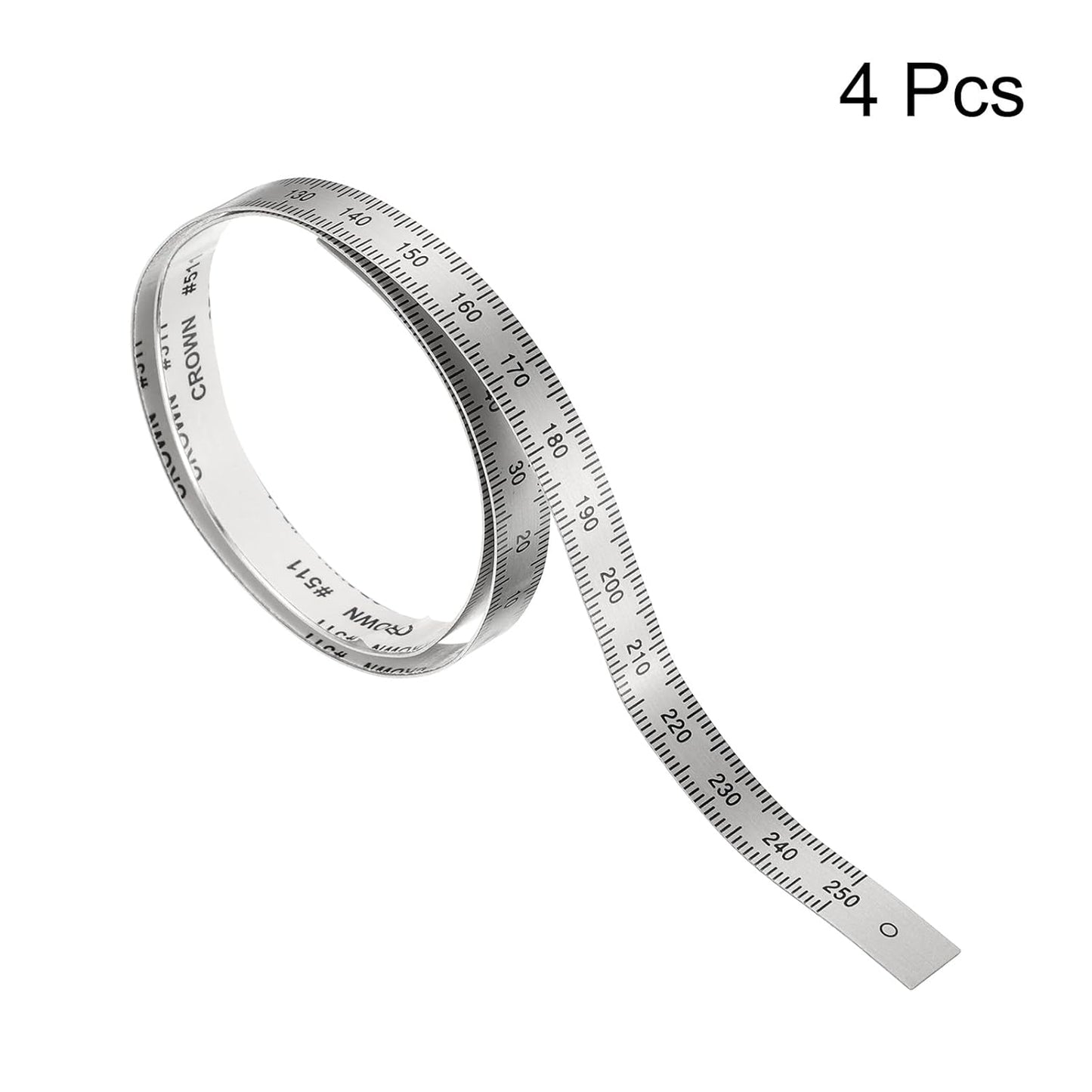 uxcell 4pcs Self Adhesive Measuring Tape 250mm-0-250mm Table Sticky Center Finding Ruler Aluminum Track Tape Measure with Holes, (Start from The Middle)