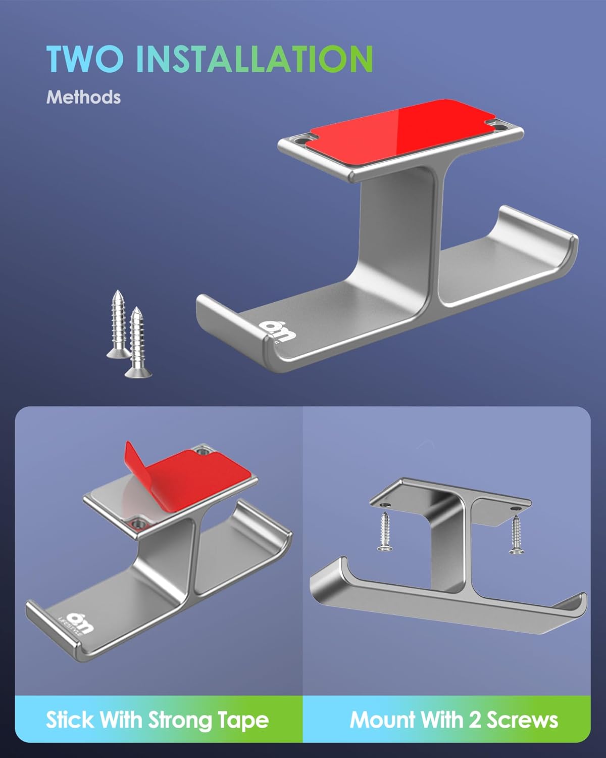 All Aluminum Headset Headphone Stand Hanger Under Desk Designed [Patented] Headphone Holder Hook by Strong Adhesive & Screws,PC Gaming Accessories Compatible with PC Gaming DJ Headsets,Silver
