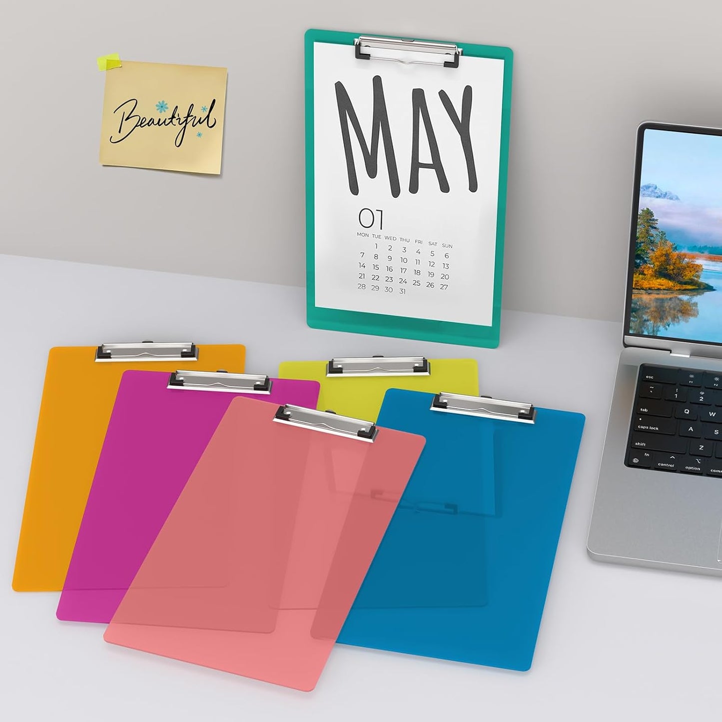 Legal Size Clipboard Set of 6, 8.5 x 14 Colored Plastic Long Clip Board with Low Profile Clip, 9 x 15 in, Suitable for Legal Lawers and Business, School & Office Supplies