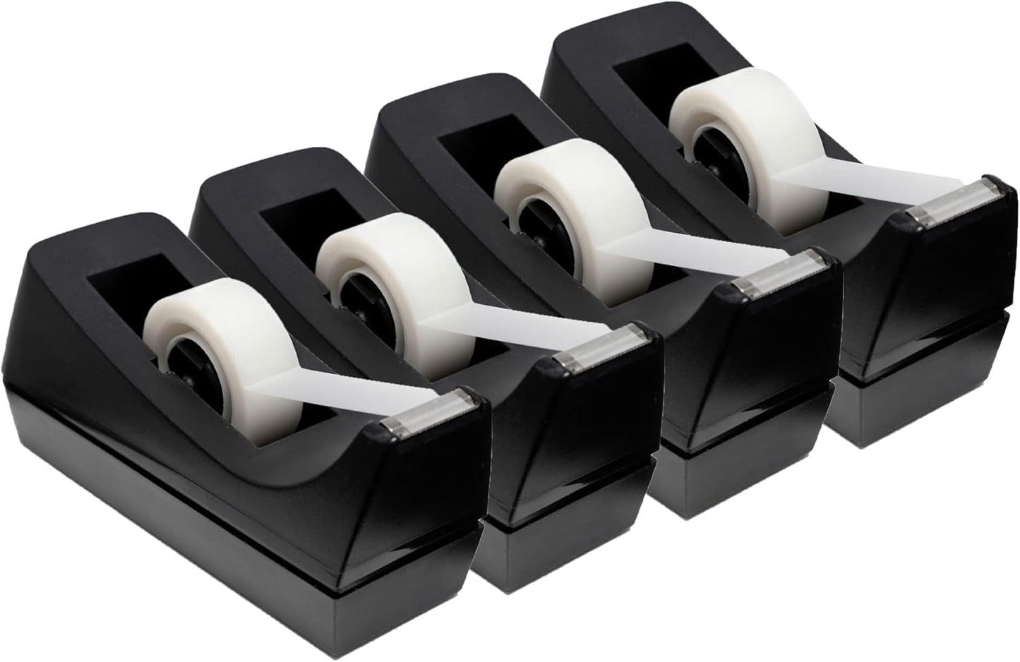 Desktop Tape Dispenser - Non-Skid Base - Weighted Tape Roll Dispenser - Perfect for Office Home School (Tape not Included) 4 Pack