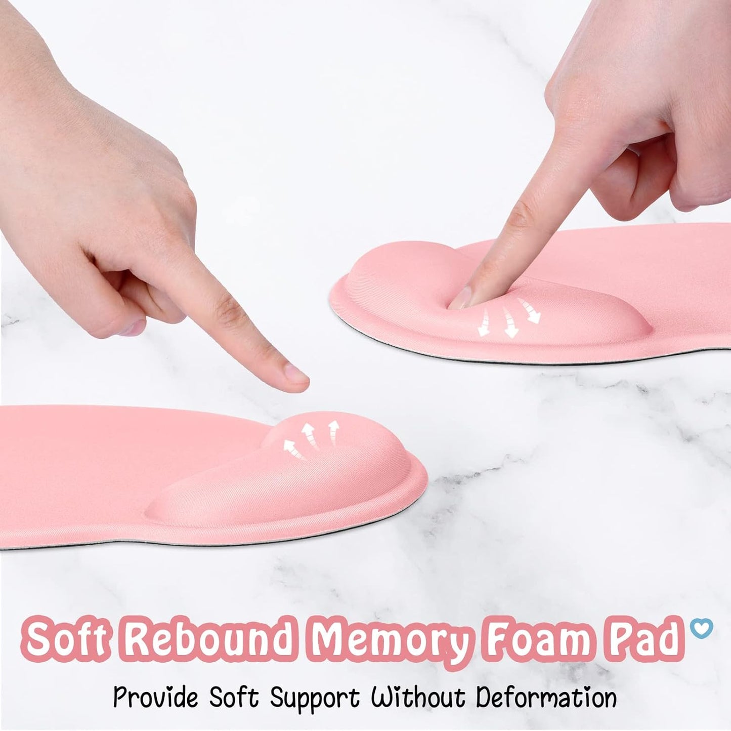 Hsurbtra Ergonomic Mouse Pad with Wrist Rest Support, Gel Mouse Pads with Non-Slip PU Base, Pain Relief Memory Foam Computer Mat, Cute Office Supplies Desk Decro Accessories, Rose Gold