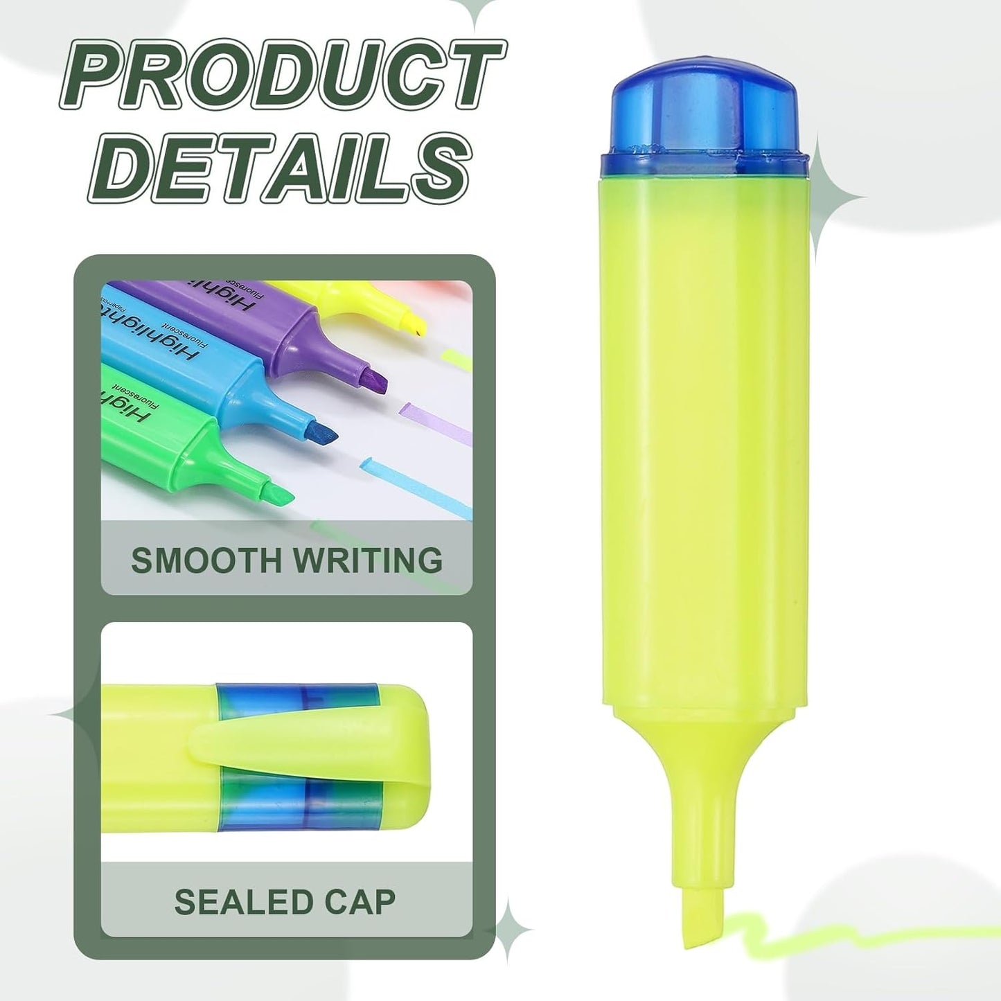 PATIKIL Cute Highlighters, 6 Pack no Bleeding High Lighters Colored Marker Pens Large Capacity Big Bulk Pastel for Office Supplies Books Journal Studying DIY Home, Light Yellow