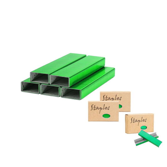 NatSumeBasics 3000 Colored Staples 26/6 Standard Green Staple Refill for Desk Stapler, 1000 Per Pack, Total 3 Pack Staples (Green)