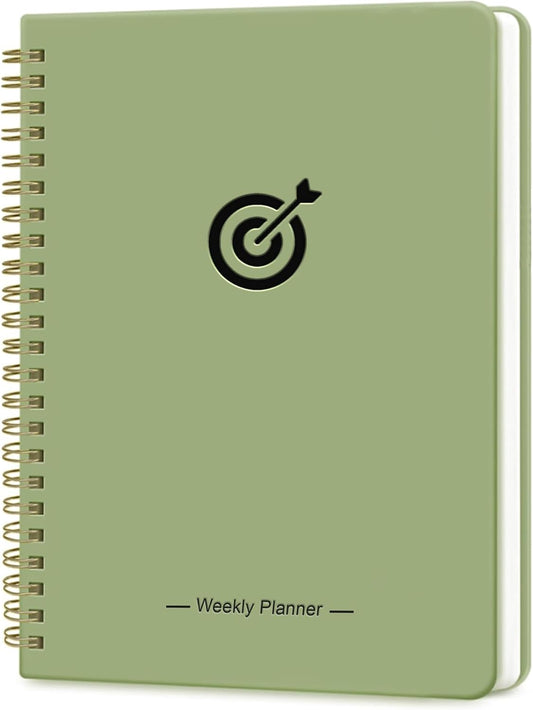 Undated Weekly Planner, 10.7'' x 7.2'' Undated Planner with Goal & Habit Tracker Organizer, B5 Weeks To Do List Notebook,Homework Planners- Green