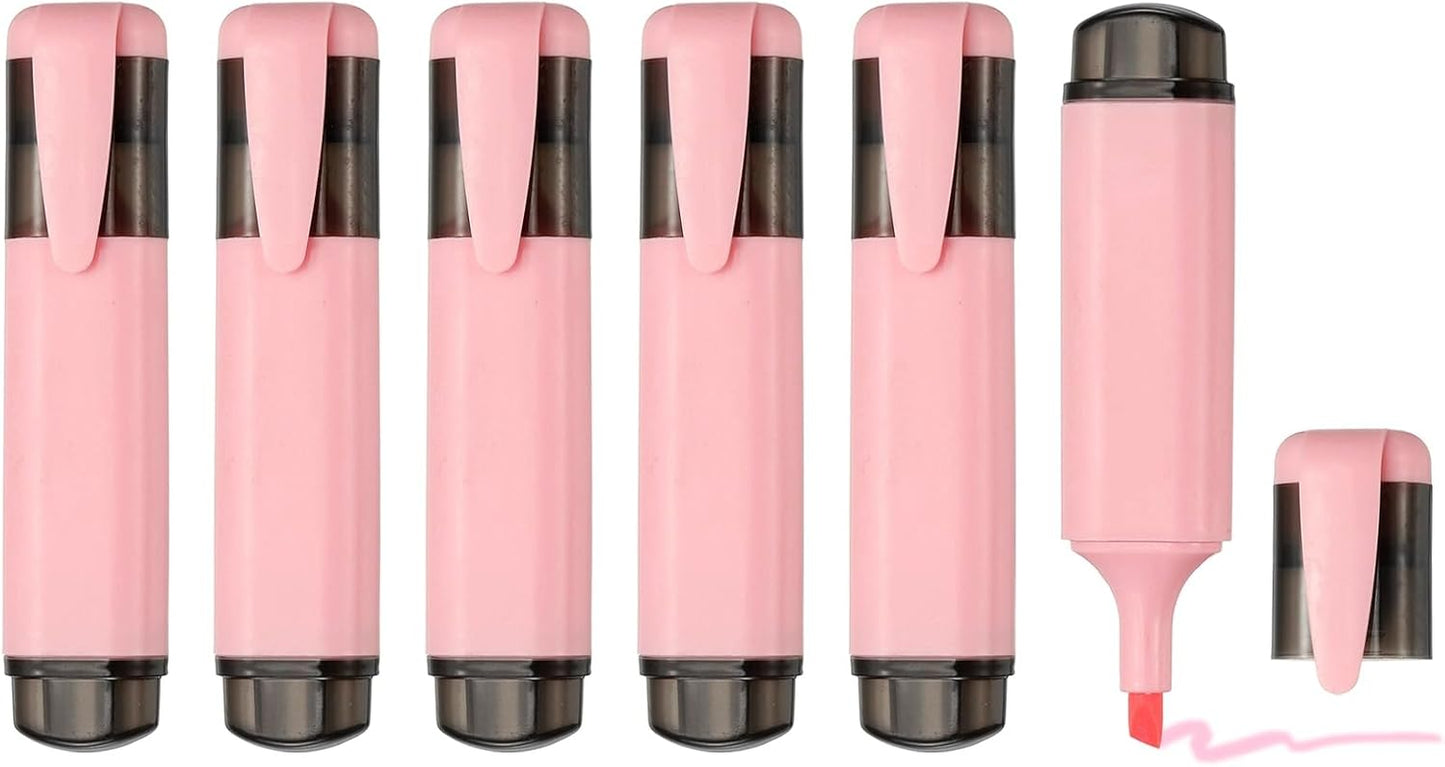 PATIKIL Cute Highlighters, 6 Pack no Bleeding High Lighters Colored Marker Pens Large Capacity Big Bulk Pastel for Office Supplies Books Journal Studying DIY Home, Pink