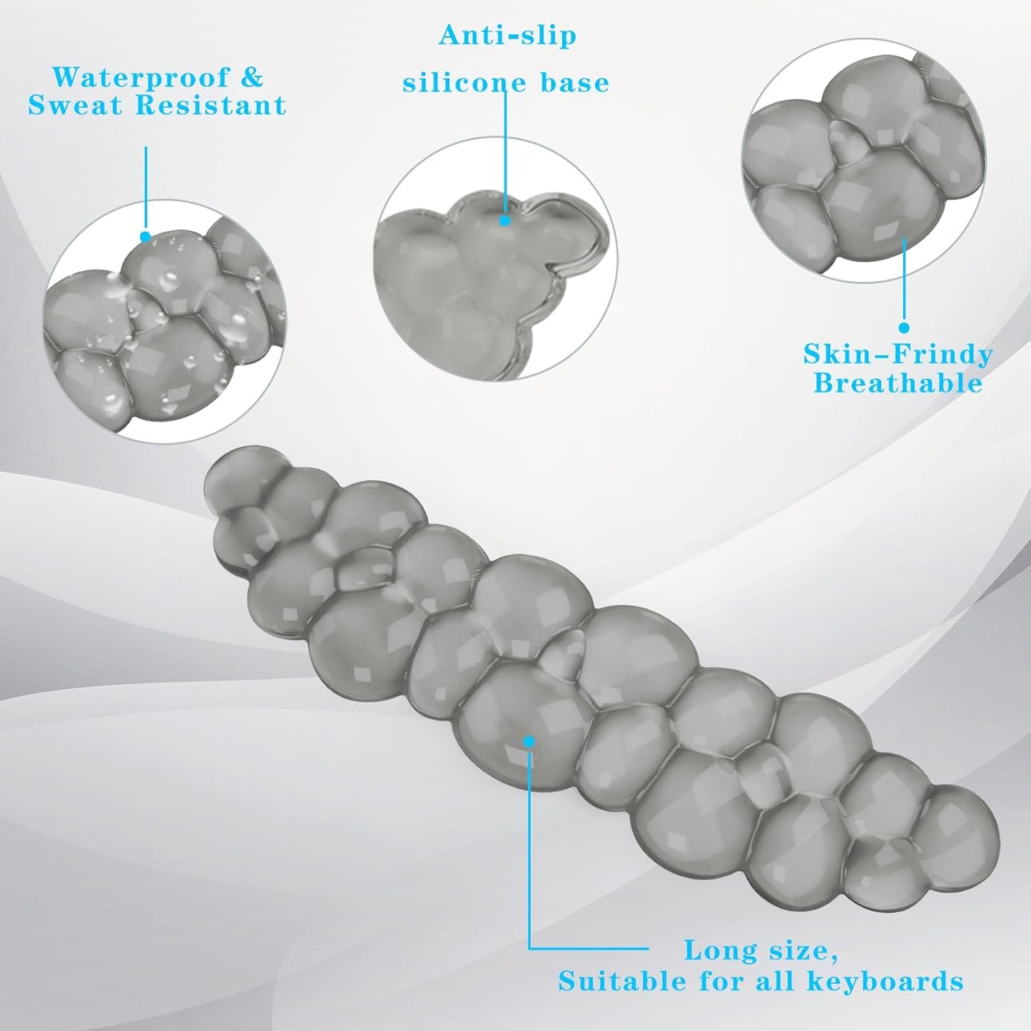 Gel Cloud Keyboard Wrist Rest, Cute Wrist Support and Arm Support Keyboard Rest for Keyboard Typing Pain Relief，Suitable for Office/Computer/Laptop/Gaming（Keyboard Wrist Rest Gray ）