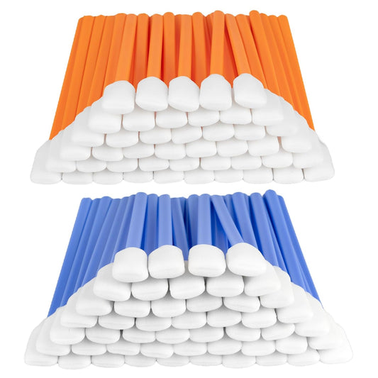 (100 PCS) 5.11" Square Rectangle Foam Cleaning Swab Sticks(50 PCS Orange+50 PCS Blue)