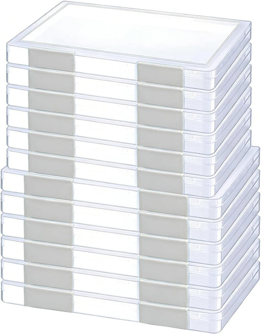 12 Pcs Clear A4 File Portable Project Case, Plastic Storage Box for 8.5" x 11" Letter Paper, Scrapbook Paper Storage Boxes Documents Magazines Holder