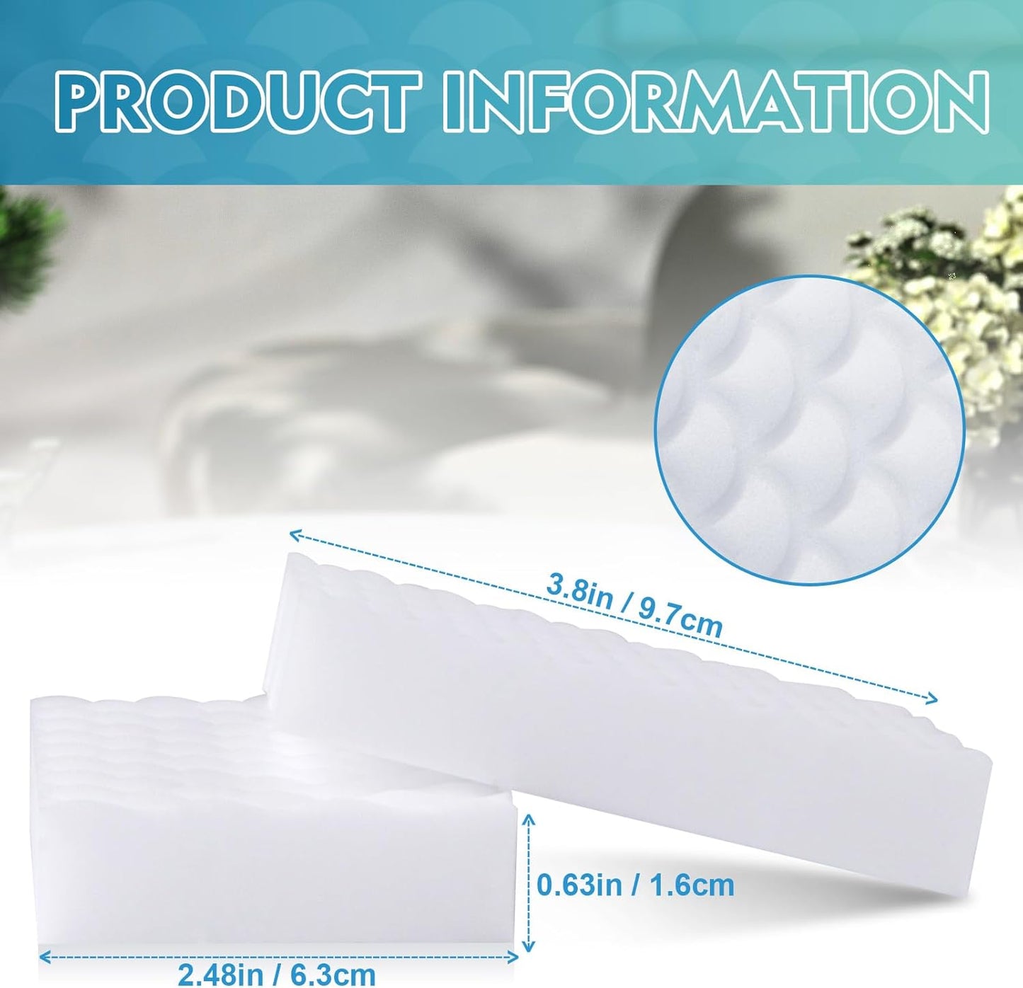 GLIMGLINT 96PK Magic Sponge Erasers, 2X Density Melamine Sponge Foam Pads, Household Cleaning Supplies Cleaner for Kitchen, Bathroom, Bathtub, Sink, Wall Cleaner, Furniture