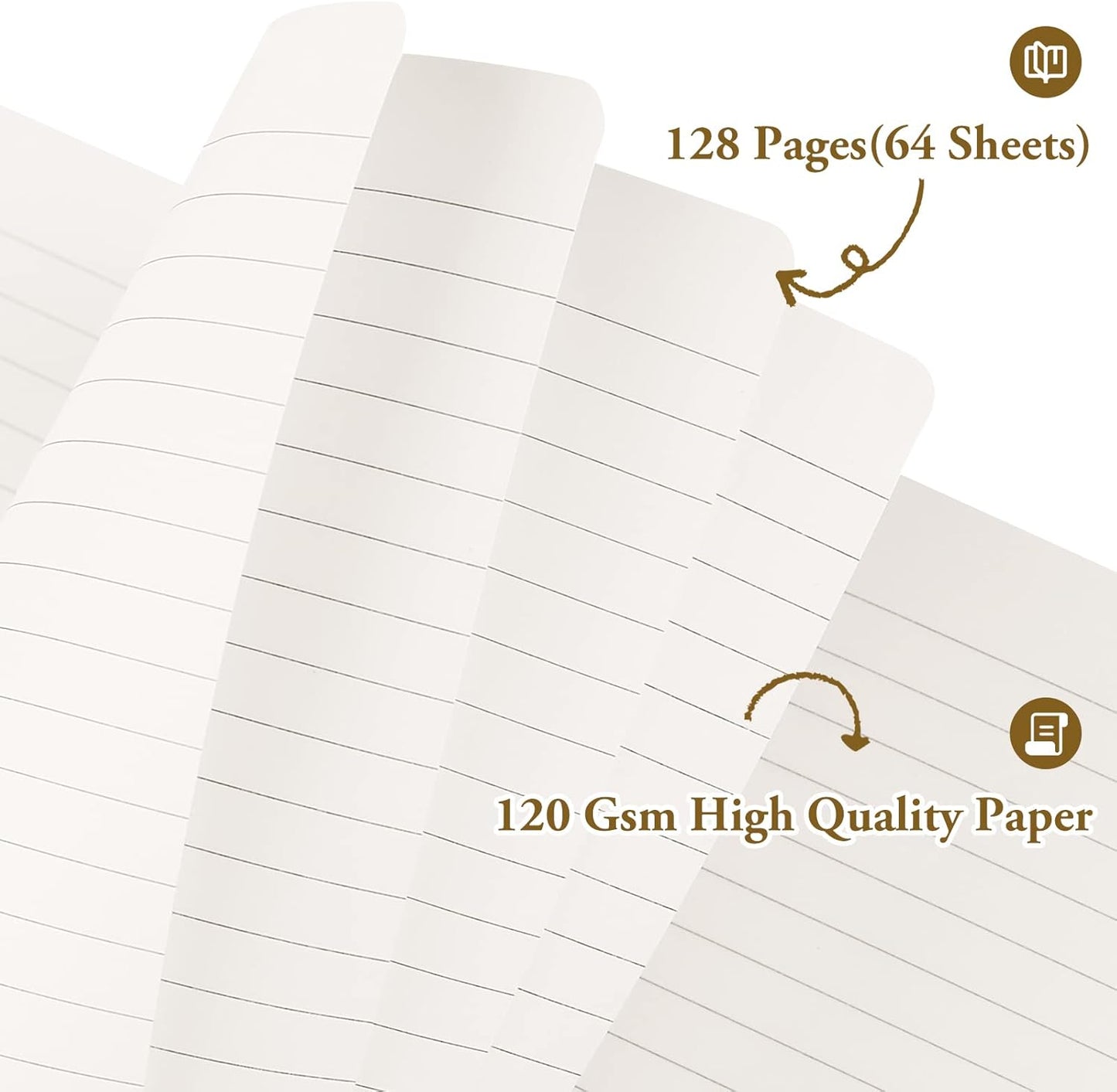 Huhuhero Notebook Journal, Lined Ruled Journal, Hardcover 120Gsm Premium Thick Paper with Faux Leather Notebook for Journaling Writing Note Taking Office School Supplies 5.25"×8.25" (3, Dark Grey)