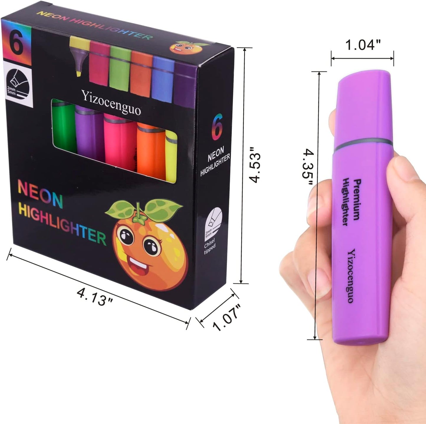 Highlighters Assorted Colors, 6 Neon Highlighters Chisel Tip Marker Pen, for Adults Kids Students, Office School Supplies