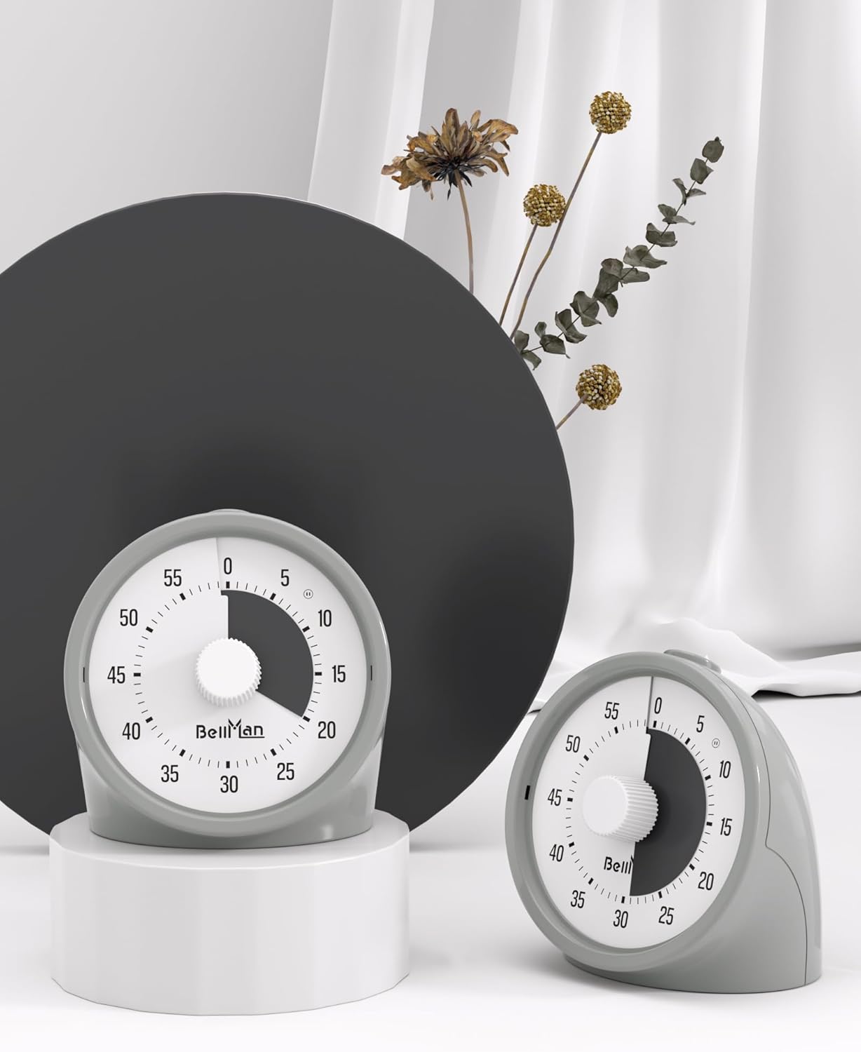 Visual Timer for Kids with Pause Button, 60-Minute Countdown Timer with Silent Operation, Desk Pomodoro Timer Kid Time Management Tools for Classroom, Office and Kitchen, Gray