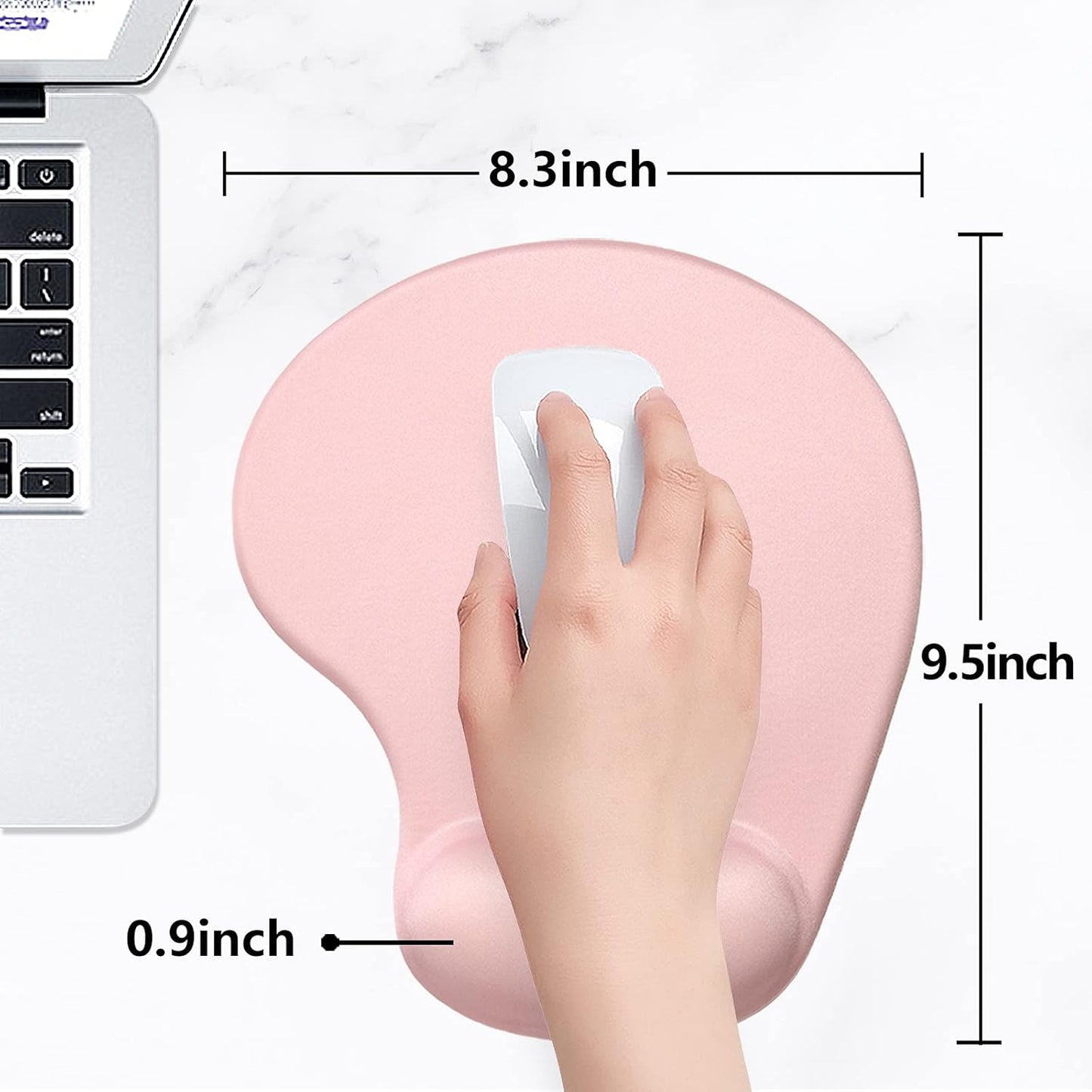 Hsurbtra Ergonomic Mouse Pad with Wrist Rest Support, Gel Mouse Pads with Non-Slip PU Base, Pain Relief Memory Foam Computer Mat, Cute Office Supplies Desk Decro Accessories, Pink