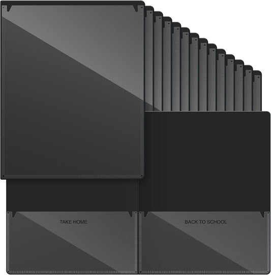 Henoyso 24 Pcs Folders with Pocket School to Home Folder Heavy Duty 2 Pocket Homework Folders with Clear Front Pockets for School Students Parent Teacher Communication (Black)