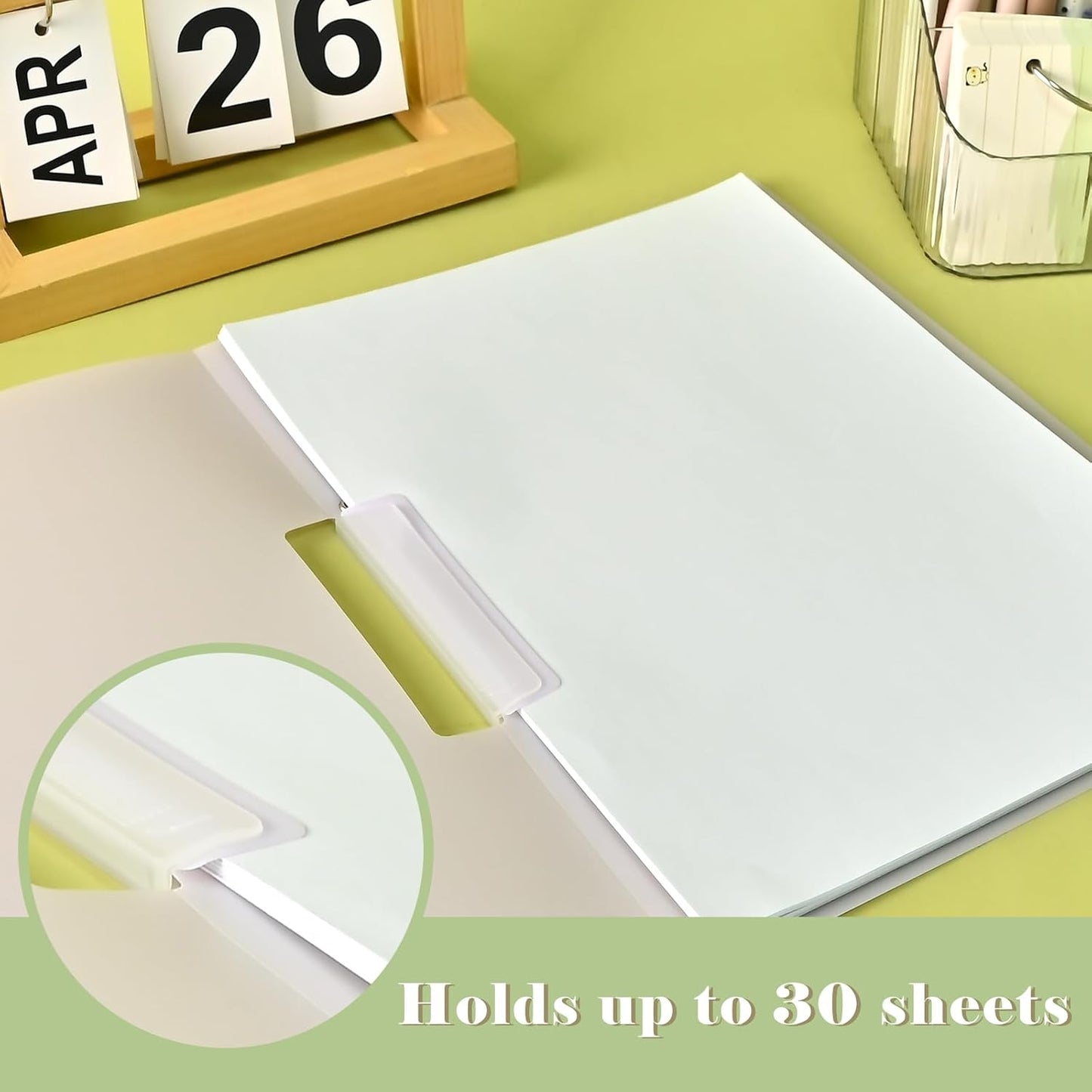 BAYTORY Plastic Folders with Swing Clip, Report Covers for A4 and Letter Size Paper, 5 Pack Presentation Binder for School Business, 30 Sheet Capacity/Pack (Multicolor)