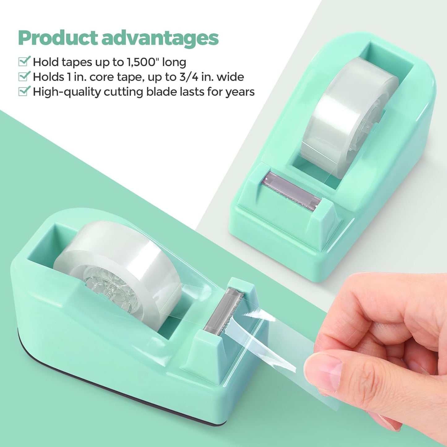 SKYDUE Teal Office Supplies Set, Office Desk Accessories 10Pcs, Pencil Holder for Desk, Stapler, Tape Dispenser, Scissors, Clips and 1000pcs Staples, School Supplies for Teacher