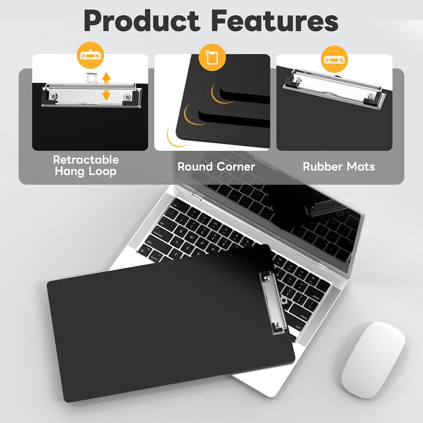 Legal Size Clipboard Set of 6, 8.5 x 14 Black Plastic Long Clip Board with Low Profile Clip, 9 x 15 in, Suitable for Legal Lawers and Business, School & Office Supplies