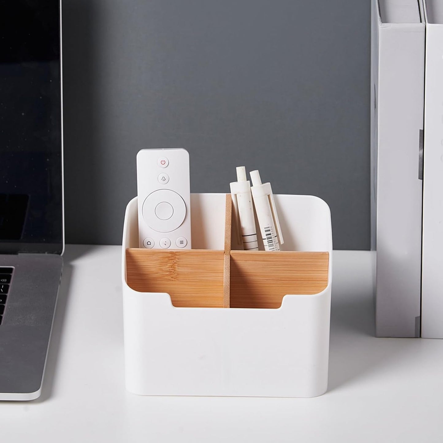 Remote Caddy Organizer - Sectioned Desk Holder, Modern Storage Stand, Neat Multi Compartment Container | Suitable Remotes Makeup Pens Brushes Gadgets Counters Nightstands Shelves Rooms Homekeeping Set