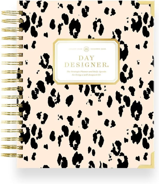 Day Designer 2026 Weekly Planner – Premium Planner for Stylish Organization. Combines Weekly & Monthly Calendars, Daily Schedule, Notes Pages, Goal Setting, Stickers, Pocket & More. Elegant Laminated Cover with Gold Accents (Painted Leopard Design - 2026)