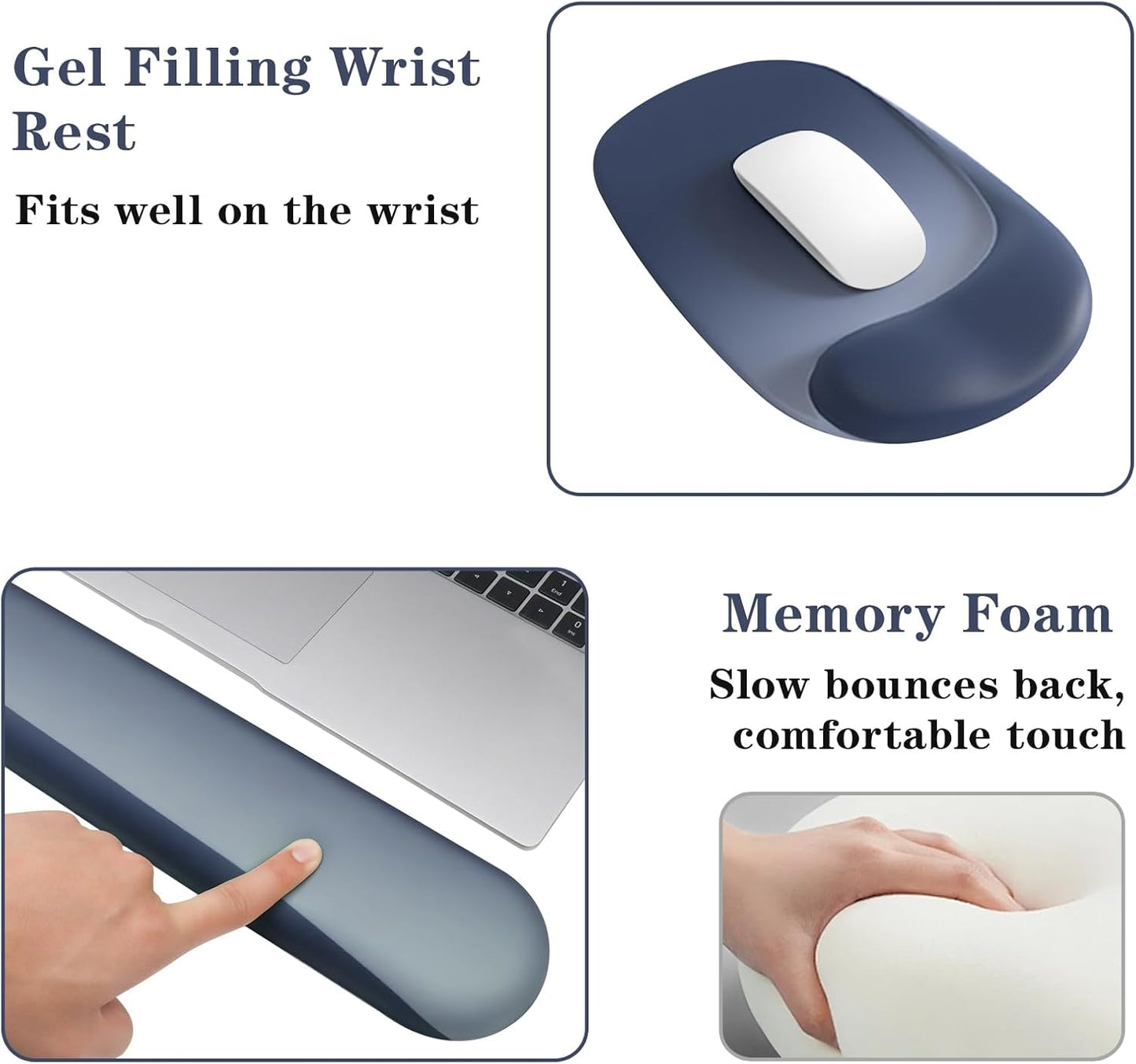 Wrist Rest for Keyboard and Mouse, Ergonomic Gel Computer Keyboard Wrist Rest with Memory Foam, Keyboard Wrist Support Pad for Long Hours of Work, Gaming, Studying-Relieve Wrist Pain