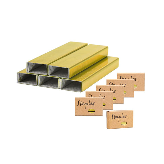 NatSumeBasics 6000 Pure Gold Staples Yellow Colored Staples for 26/6 Standard Stapler Refill Staple, School Office Supplies Accessories (Yellow)