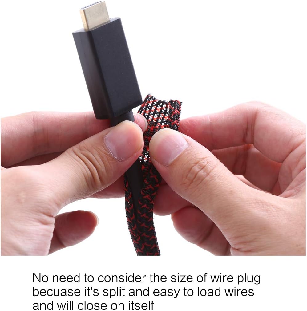 Alex Tech 25ft - 1/4 inch Cord Protector Wire Loom Tubing Cable Sleeve Split Sleeving For USB Cable Power Cord Audio Video Cable – Protect Cat From Chewing Cords - Blackred