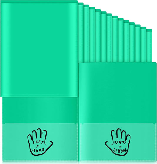 Henoyso 24 Piece Two Pocket Parent Teacher Communication Folder Homework Take Home Folders with Clear Front Pocket Plastic Heavy Duty Fit Letter Size for Home and School 11.8 x 9.45(Green)
