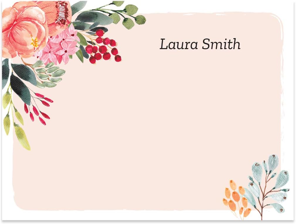 Personalized Pink Floral Sticky Notepads/Modern 3" x 4" Custom Writing Pads / 6 Customized Sticky Notes Pads / 50 Sheets Per Pad/Made in The USA