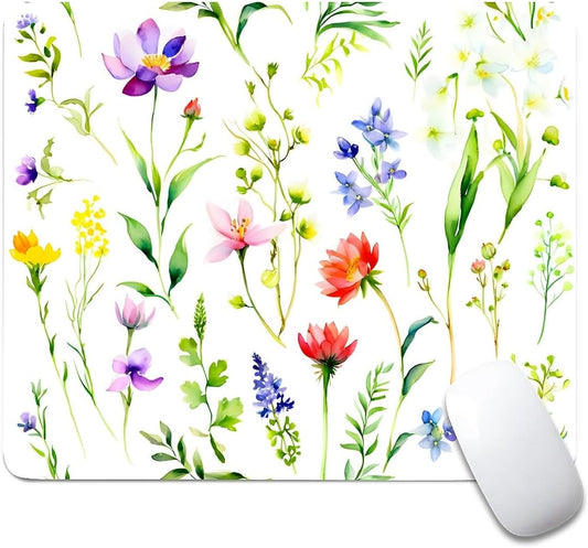 Square Mouse Pad Beautiful Flowers Plants 1, Personalized Premium-Textured Custom Mouse Mat Design, Washable Mousepad Cloth, Non-Slip Rubber Base Computer Mouse Pads for Wireless Mouse