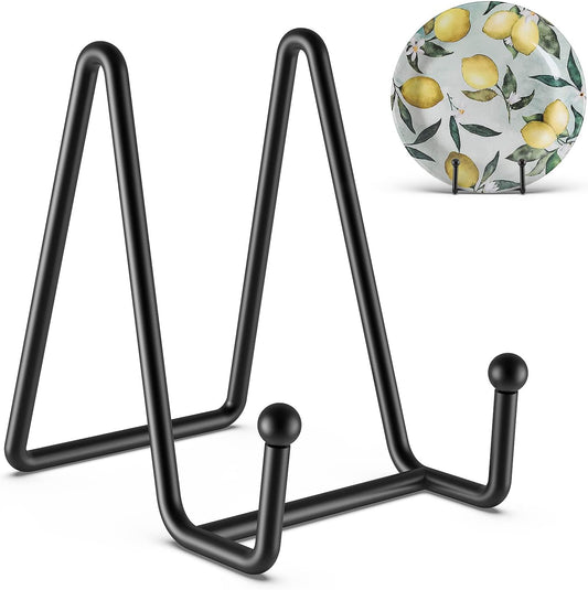 HONGYUTAI 3 Pack 4.5 Inch Plate Stands for Display Picture Stand - 4.5 Inch Vinyl Table Top Display, Metal Frame Holders Decorative Plate for Book , Picture, Photo and Platter, Tabletop Art, Black