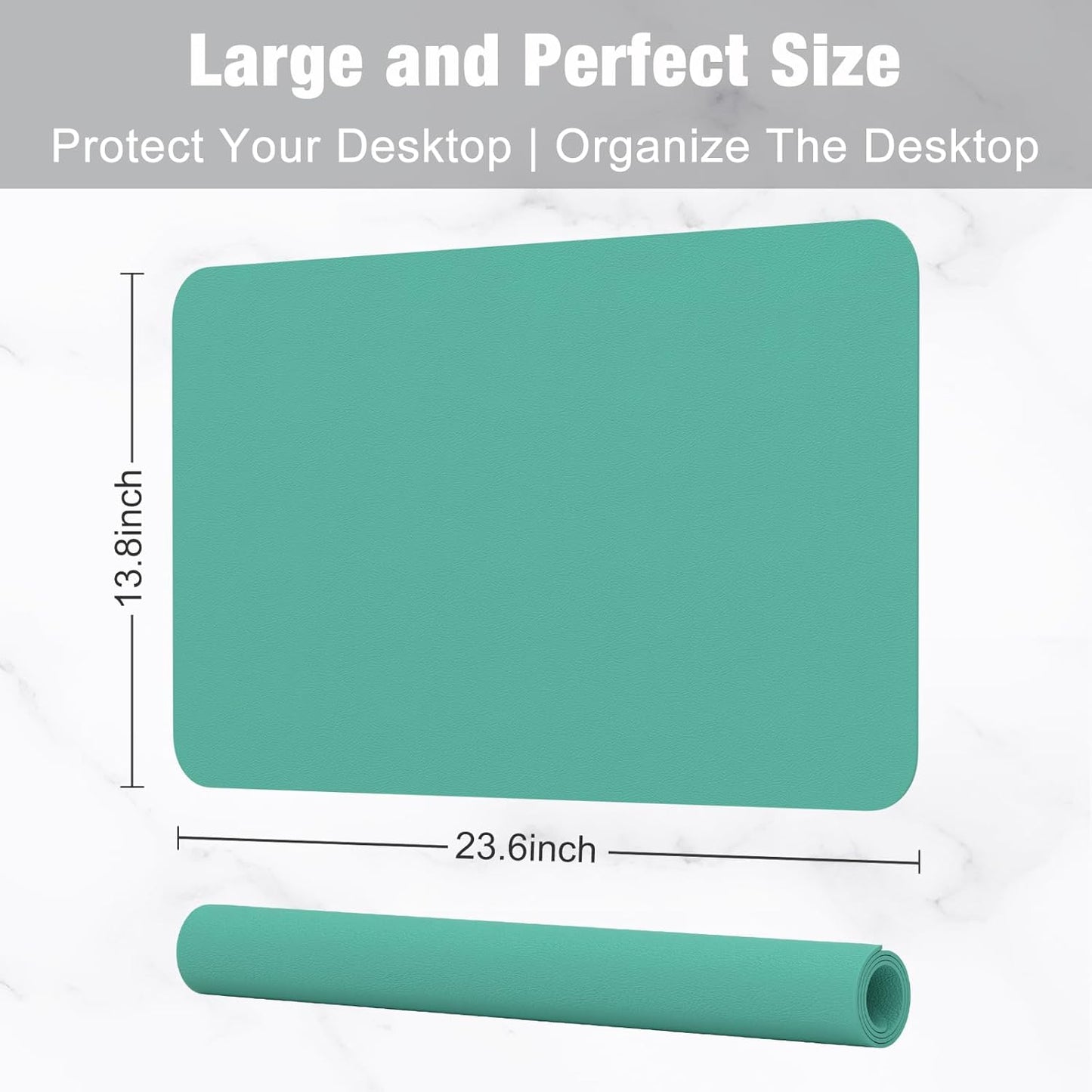 Hsurbtra Desk Pad, 23.6" x 13.8" PU Leather Desk Mat, M Extended Mouse Pad, Waterproof Desktop Blotter Protector, Non-Slip Ultra Thin Small Laptop Keyboard Writing Mat for Office Home, Fruit Green