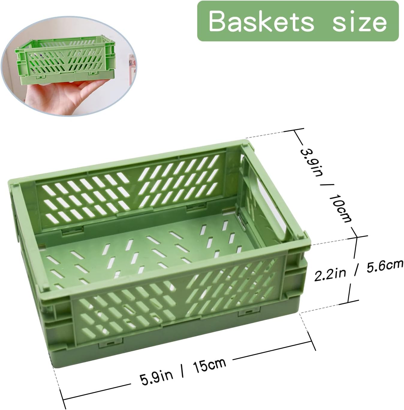Xhwykzz 4 Pack Mini Foldable Plastic Small Baskets for Organizing and Storage, Collapsible Storage Crate for Home Bedroom Office Classroom Drawer Organizers (5.9x3.9x2.2in) Mini Size