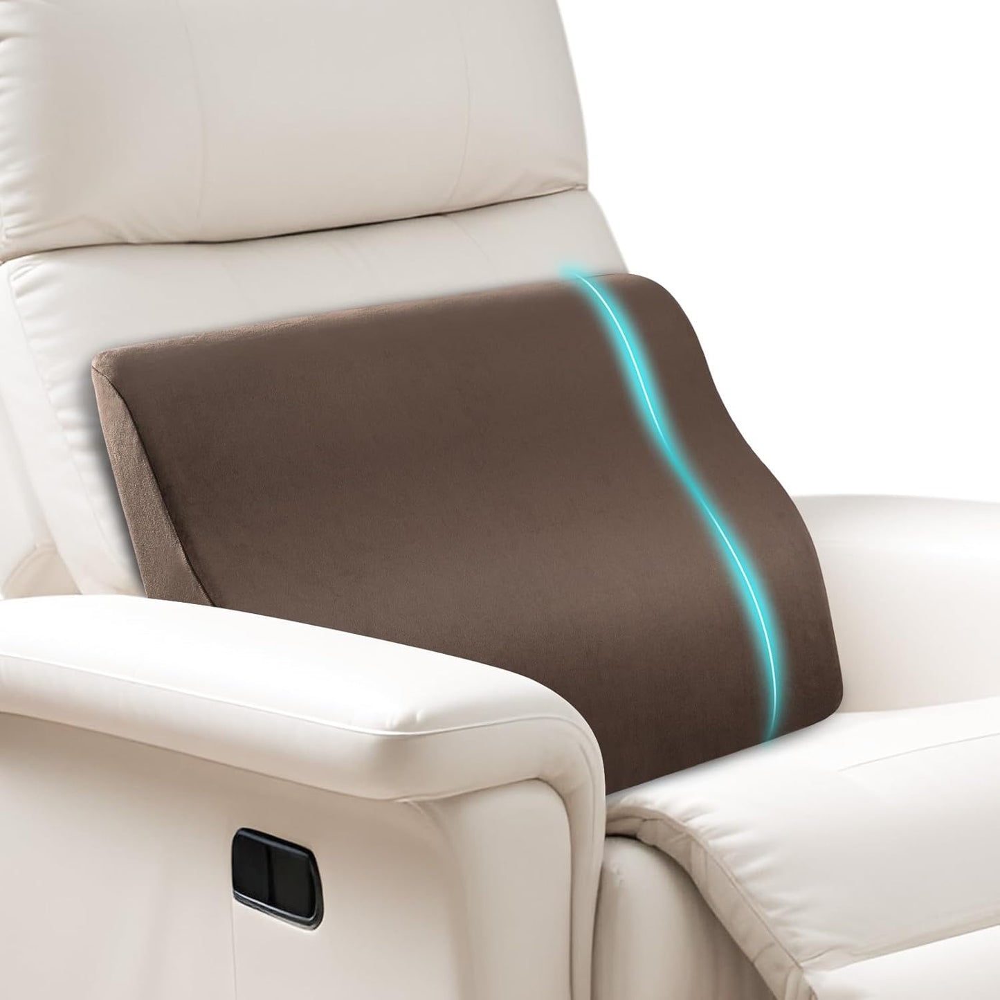 SofGlowly Lumbar Support Pillow for Recliner,Large Memory Foam Back Support Cushion for Sofa & Gaming Chair, Ergonomic Backrest Pillow Comfortable Couch Cushion with Machine Washable Cover,Coffee