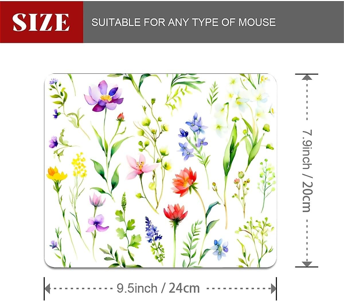 Square Mouse Pad Beautiful Flowers Plants 1, Personalized Premium-Textured Custom Mouse Mat Design, Washable Mousepad Cloth, Non-Slip Rubber Base Computer Mouse Pads for Wireless Mouse