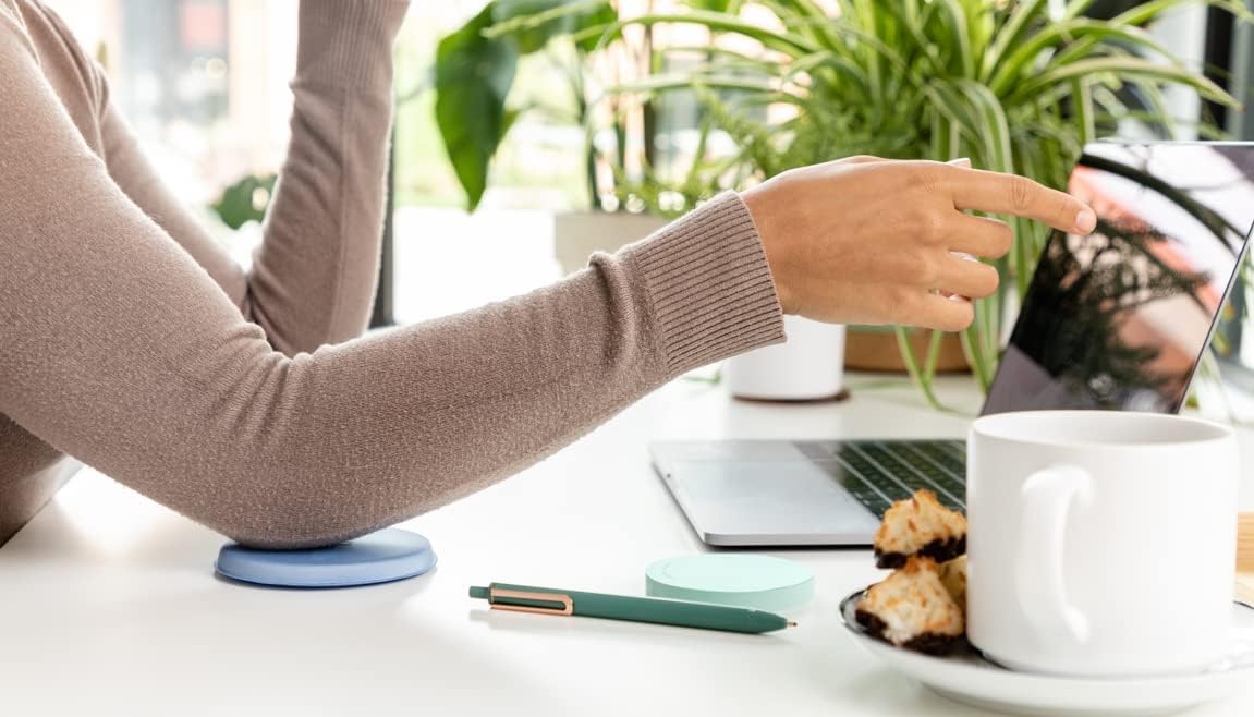 Jelbows Ergonomic Fabric Wrist Rest Set for Arms & Elbows, Comfort for Office & Gaming, Wrist and Typing Pain Relief, Support for Easy Typing, Durable, Lightweight & Comfortable (Small Blue, 2 Pack)