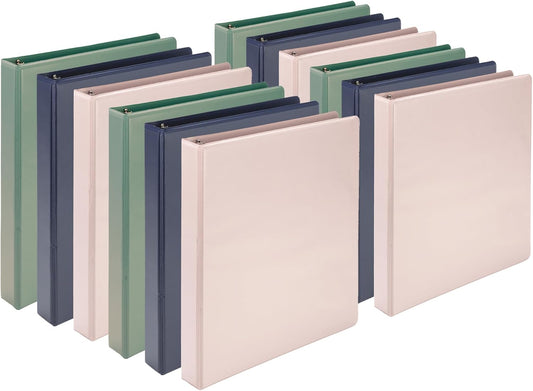 Samsill Plant-Based 1 Inch Durable D-Ring, Made in USA, View Binder, Eco-Friendly, USDA Certified Biobased, 12 Pack, Boho Assortment