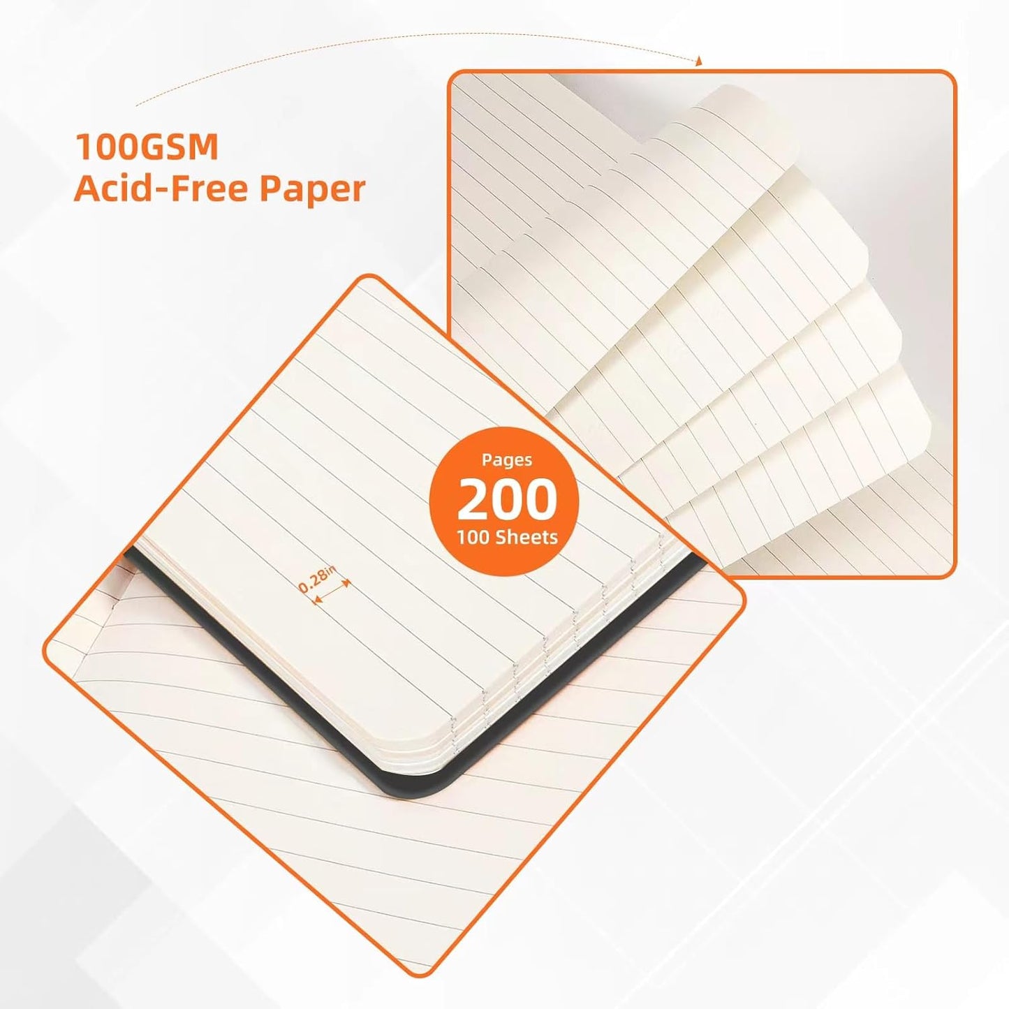 BOSSAND 20 Pack Lined Journal Notebooks Bulk, A5 Journals for Writing, 200 Pages 100 GSM Thick College Ruled Paper, Hardcover, 8.25 inches x 5.75 inches, Black